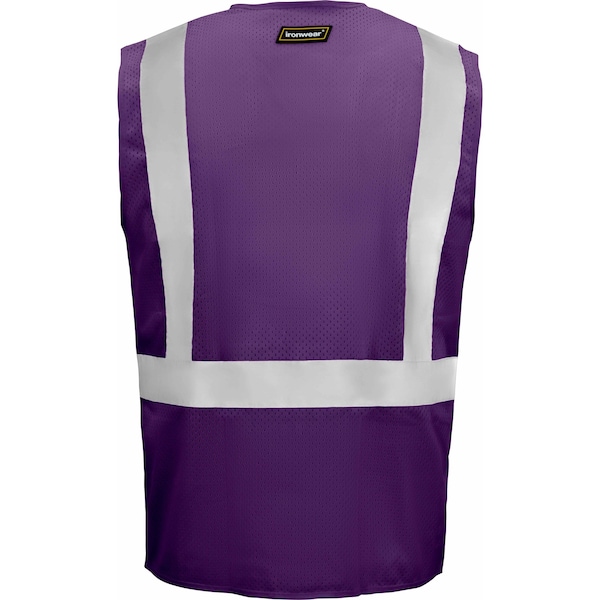 Standard Safety Vest W/ Zipper & Radio Clips (Purple/Small)